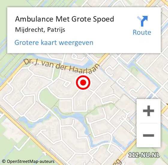 Locatie op kaart van de 112 melding: Ambulance Met Grote Spoed Naar Mijdrecht, Patrijs op 5 oktober 2016 07:02