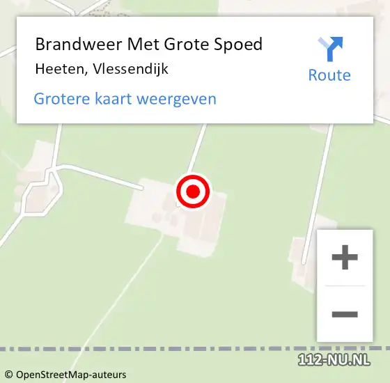 Locatie op kaart van de 112 melding: Brandweer Met Grote Spoed Naar Heeten, Vlessendijk op 5 oktober 2016 07:45