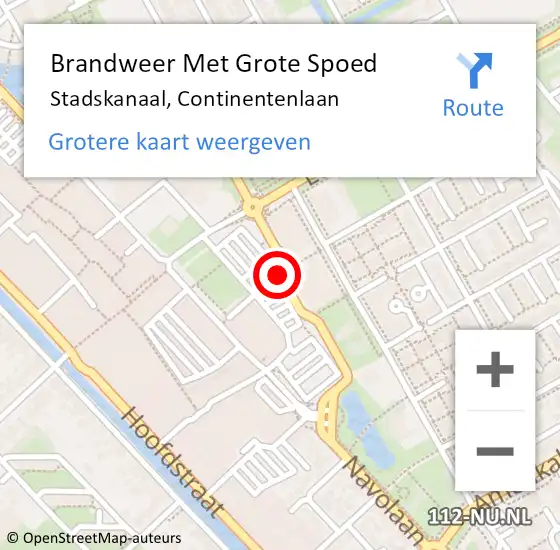 Locatie op kaart van de 112 melding: Brandweer Met Grote Spoed Naar Stadskanaal, Continentenlaan op 5 oktober 2016 07:56