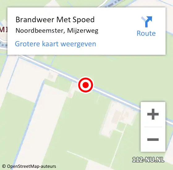 Locatie op kaart van de 112 melding: Brandweer Met Spoed Naar Noordbeemster, Mijzerweg op 5 oktober 2016 08:01