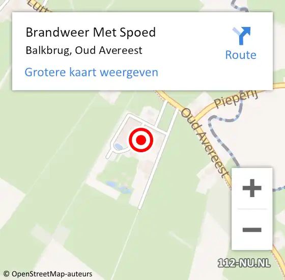 Locatie op kaart van de 112 melding: Brandweer Met Spoed Naar Balkbrug, Oud Avereest op 5 oktober 2016 08:05