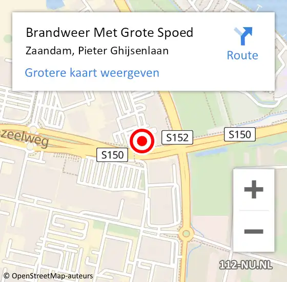 Locatie op kaart van de 112 melding: Brandweer Met Grote Spoed Naar Zaandam, Pieter Ghijsenlaan op 5 oktober 2016 08:11