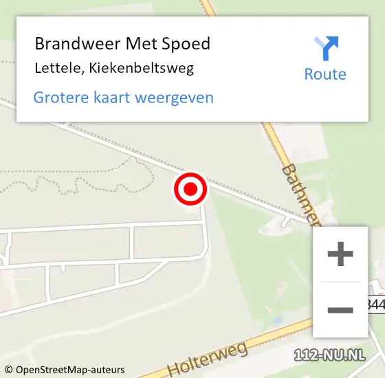 Locatie op kaart van de 112 melding: Brandweer Met Spoed Naar Lettele, Kiekenbeltsweg op 5 oktober 2016 08:45