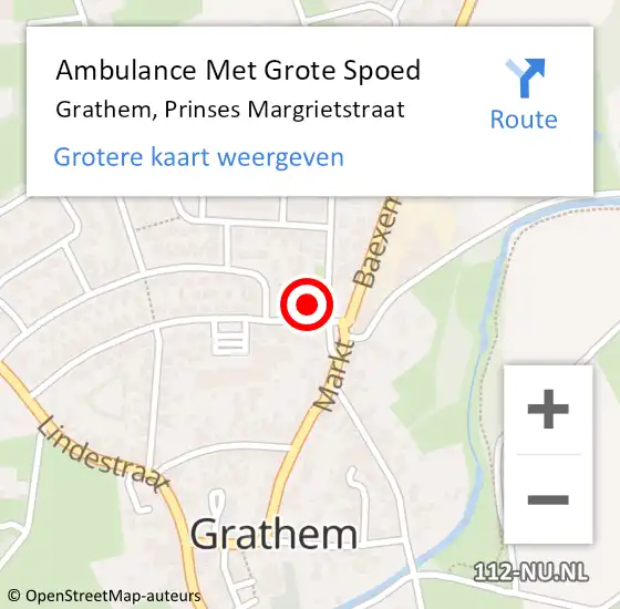 Locatie op kaart van de 112 melding: Ambulance Met Grote Spoed Naar Grathem, Prinses Margrietstraat op 5 oktober 2016 09:02