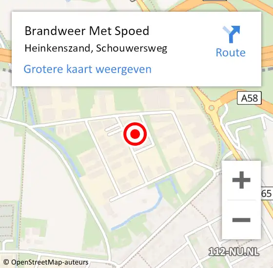 Locatie op kaart van de 112 melding: Brandweer Met Spoed Naar Heinkenszand, Schouwersweg op 5 oktober 2016 09:09