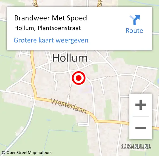 Locatie op kaart van de 112 melding: Brandweer Met Spoed Naar Hollum, Plantsoenstraat op 5 oktober 2016 10:00
