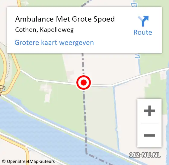 Locatie op kaart van de 112 melding: Ambulance Met Grote Spoed Naar Cothen, Kapelleweg op 29 december 2013 15:52