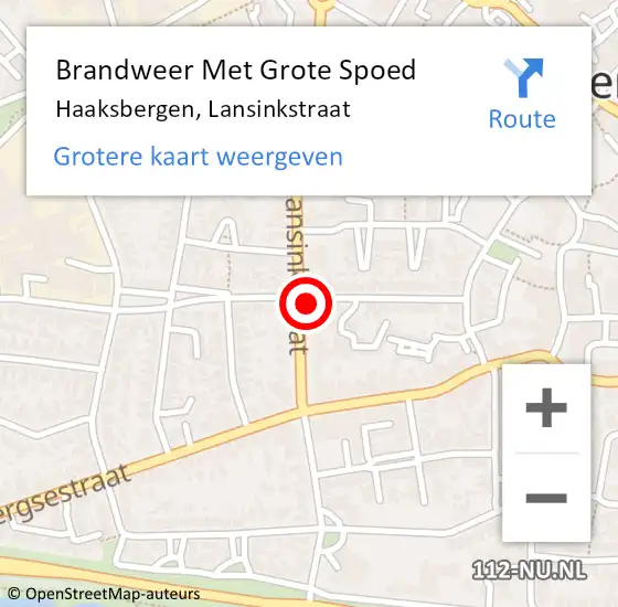 Locatie op kaart van de 112 melding: Brandweer Met Grote Spoed Naar Haaksbergen, Lansinkstraat op 5 oktober 2016 11:13