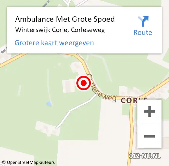 Locatie op kaart van de 112 melding: Ambulance Met Grote Spoed Naar Winterswijk Corle, Corleseweg op 29 december 2013 15:56