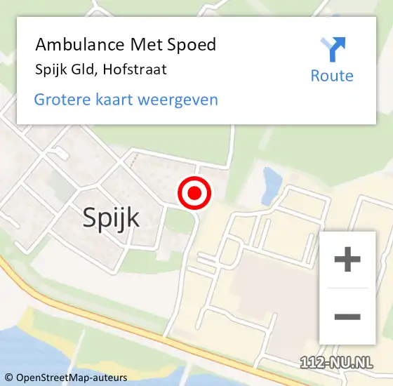 Locatie op kaart van de 112 melding: Ambulance Met Spoed Naar Spijk Gld, Hofstraat op 5 oktober 2016 11:57