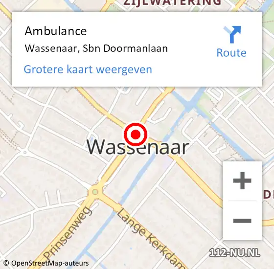 Locatie op kaart van de 112 melding: Ambulance Wassenaar, Sbn Doormanlaan op 5 oktober 2016 11:58