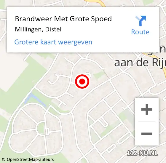 Locatie op kaart van de 112 melding: Brandweer Met Grote Spoed Naar Millingen, Distel op 5 oktober 2016 12:02