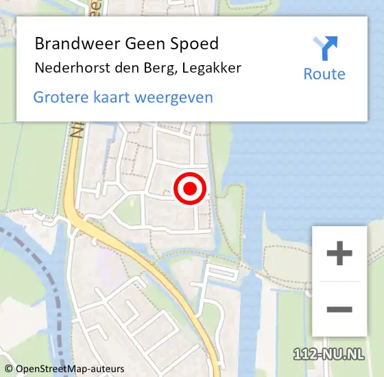 Locatie op kaart van de 112 melding: Brandweer Geen Spoed Naar Nederhorst den Berg, Legakker op 5 oktober 2016 12:43