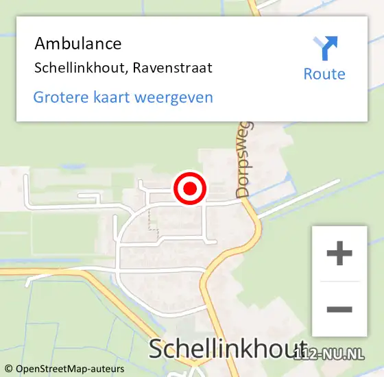 Locatie op kaart van de 112 melding: Ambulance Schellinkhout, Ravenstraat op 5 oktober 2016 14:10