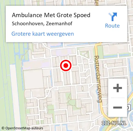 Locatie op kaart van de 112 melding: Ambulance Met Grote Spoed Naar Schoonhoven, Zeemanhof op 5 oktober 2016 14:38