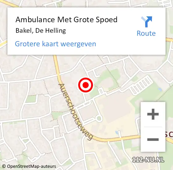 Locatie op kaart van de 112 melding: Ambulance Met Grote Spoed Naar Bakel, De Helling op 5 oktober 2016 15:55