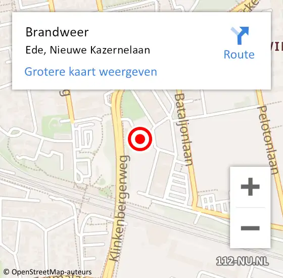 Locatie op kaart van de 112 melding: Brandweer Ede, Nieuwe Kazernelaan op 5 oktober 2016 17:05