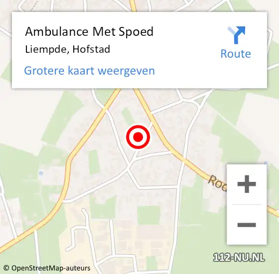 Locatie op kaart van de 112 melding: Ambulance Met Spoed Naar Liempde, Hofstad op 5 oktober 2016 17:07