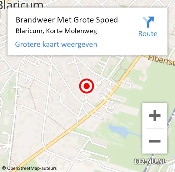 Locatie op kaart van de 112 melding: Brandweer Met Grote Spoed Naar Blaricum, Korte Molenweg op 5 oktober 2016 17:21