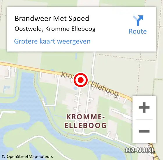 Locatie op kaart van de 112 melding: Brandweer Met Spoed Naar Oostwold, Kromme Elleboog op 5 oktober 2016 18:08