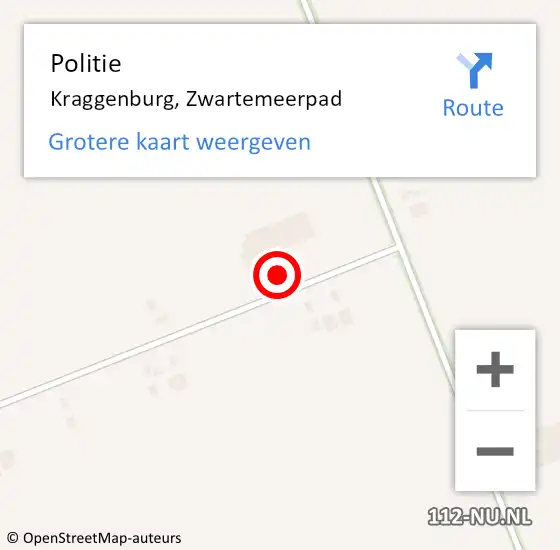 Locatie op kaart van de 112 melding: Politie Kraggenburg, Zwartemeerpad op 5 oktober 2016 18:17