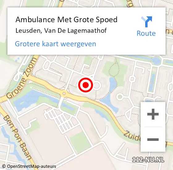 Locatie op kaart van de 112 melding: Ambulance Met Grote Spoed Naar Leusden, Van De Lagemaathof op 29 december 2013 16:59