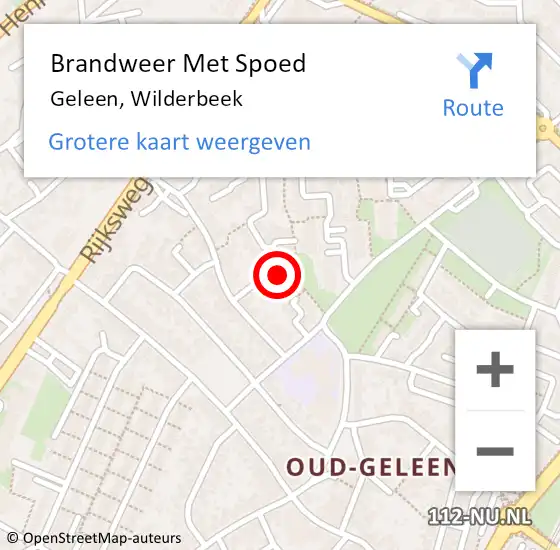 Locatie op kaart van de 112 melding: Brandweer Met Spoed Naar Geleen, Wilderbeek op 5 oktober 2016 18:31