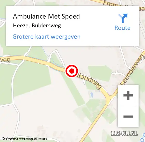 Locatie op kaart van de 112 melding: Ambulance Met Spoed Naar Heeze, Buldersweg op 5 oktober 2016 18:48