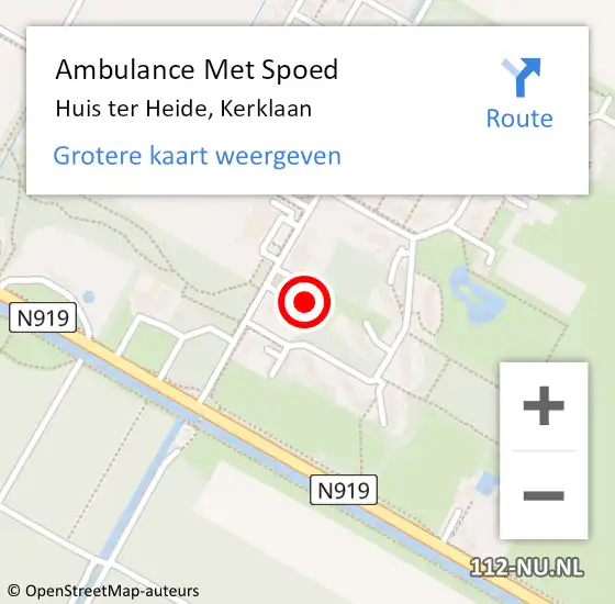 Locatie op kaart van de 112 melding: Ambulance Met Spoed Naar Huis ter Heide, Kerklaan op 5 oktober 2016 19:39