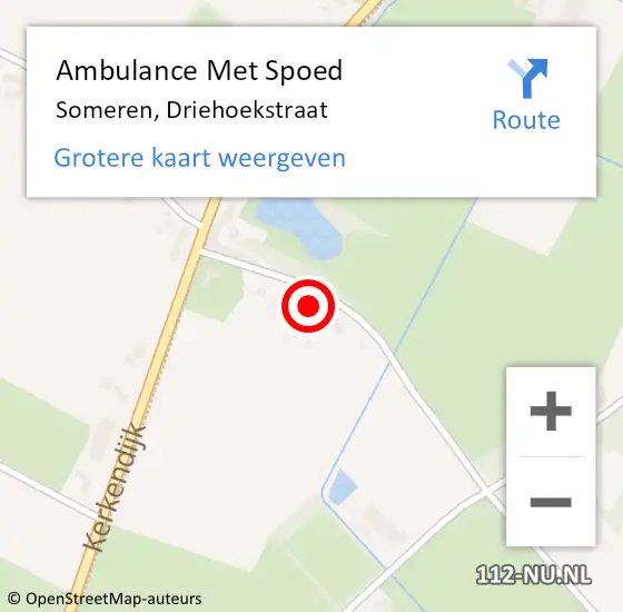 Locatie op kaart van de 112 melding: Ambulance Met Spoed Naar Someren, Driehoekstraat op 5 oktober 2016 20:00