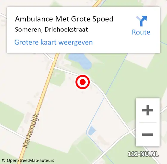 Locatie op kaart van de 112 melding: Ambulance Met Grote Spoed Naar Someren, Driehoekstraat op 5 oktober 2016 20:05