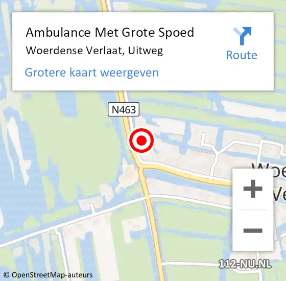 Locatie op kaart van de 112 melding: Ambulance Met Grote Spoed Naar Woerdense Verlaat, Uitweg op 5 oktober 2016 22:25