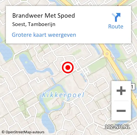 Locatie op kaart van de 112 melding: Brandweer Met Spoed Naar Soest, Tamboerijn op 5 oktober 2016 22:44