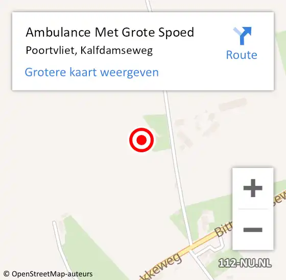 Locatie op kaart van de 112 melding: Ambulance Met Grote Spoed Naar Poortvliet, Kalfdamseweg op 29 december 2013 17:28