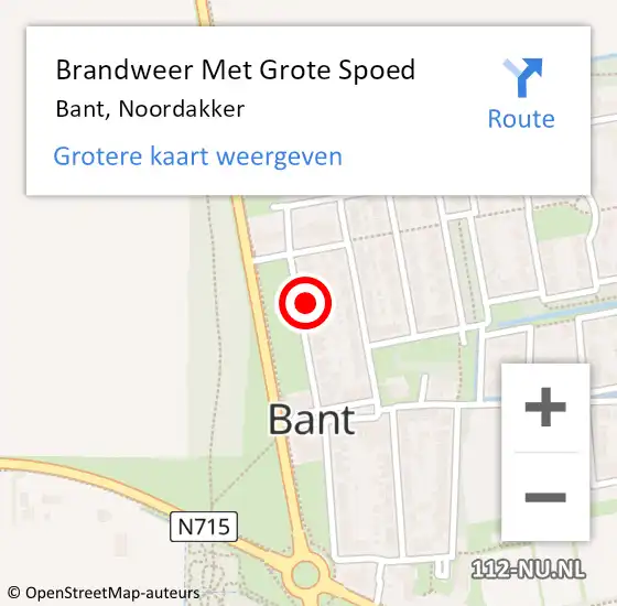 Locatie op kaart van de 112 melding: Brandweer Met Grote Spoed Naar Bant, Noordakker op 6 oktober 2016 00:25