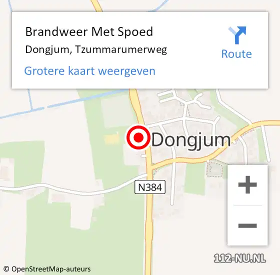 Locatie op kaart van de 112 melding: Brandweer Met Spoed Naar Dongjum, Tzummarumerweg op 6 oktober 2016 02:29