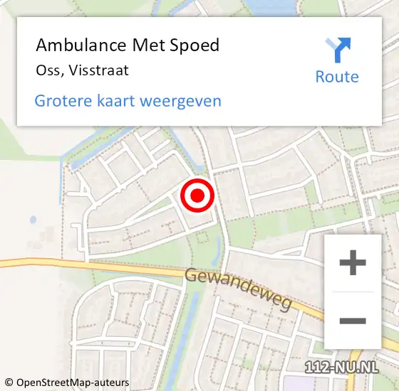 Locatie op kaart van de 112 melding: Ambulance Met Spoed Naar Oss, Visstraat op 6 oktober 2016 06:15