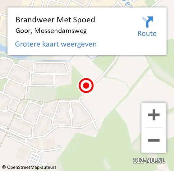 Locatie op kaart van de 112 melding: Brandweer Met Spoed Naar Goor, Mossendamsweg op 6 oktober 2016 06:52