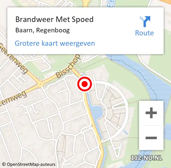 Locatie op kaart van de 112 melding: Brandweer Met Spoed Naar Baarn, Regenboog op 6 oktober 2016 06:55