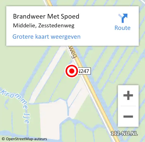 Locatie op kaart van de 112 melding: Brandweer Met Spoed Naar Middelie, Zesstedenweg op 6 oktober 2016 07:12