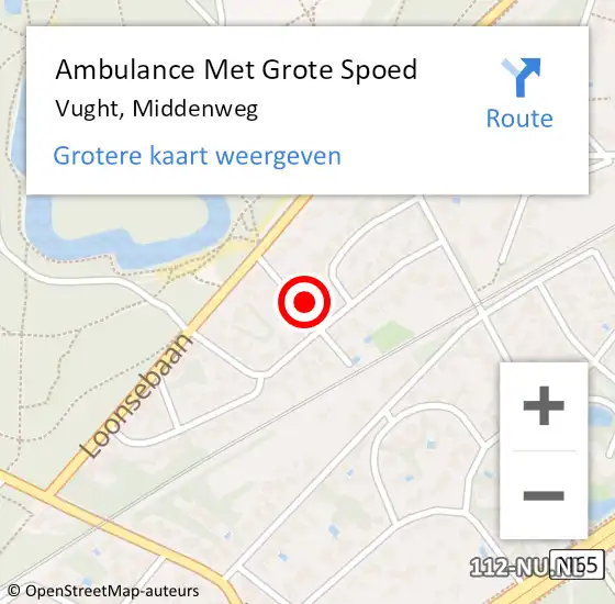 Locatie op kaart van de 112 melding: Ambulance Met Grote Spoed Naar Vught, Middenweg op 6 oktober 2016 07:28