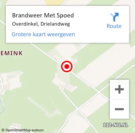 Locatie op kaart van de 112 melding: Brandweer Met Spoed Naar Overdinkel, Drielandweg op 6 oktober 2016 07:50