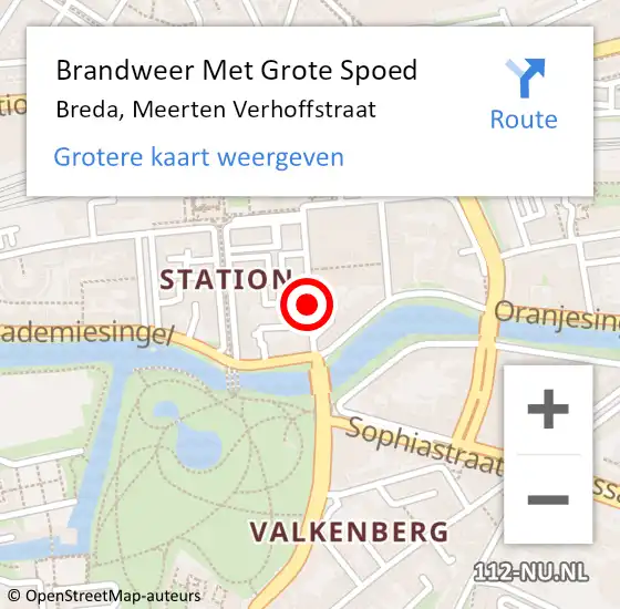Locatie op kaart van de 112 melding: Brandweer Met Grote Spoed Naar Breda, Meerten Verhoffstraat op 6 oktober 2016 07:58