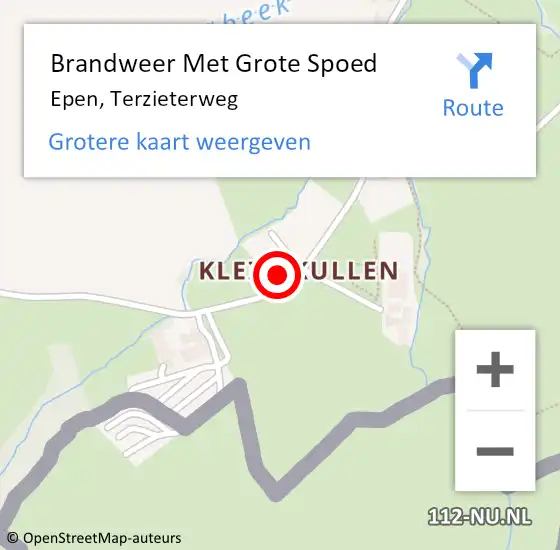 Locatie op kaart van de 112 melding: Brandweer Met Grote Spoed Naar Epen, Terzieterweg op 6 oktober 2016 07:59