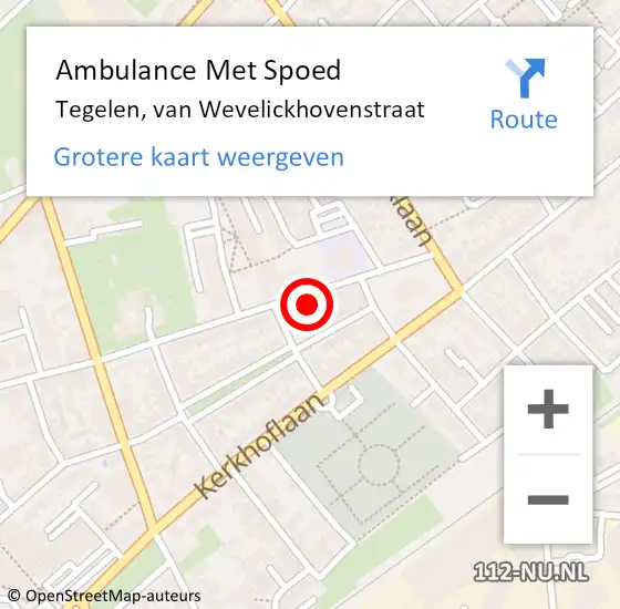 Locatie op kaart van de 112 melding: Ambulance Met Spoed Naar Tegelen, van Wevelickhovenstraat op 6 oktober 2016 08:12