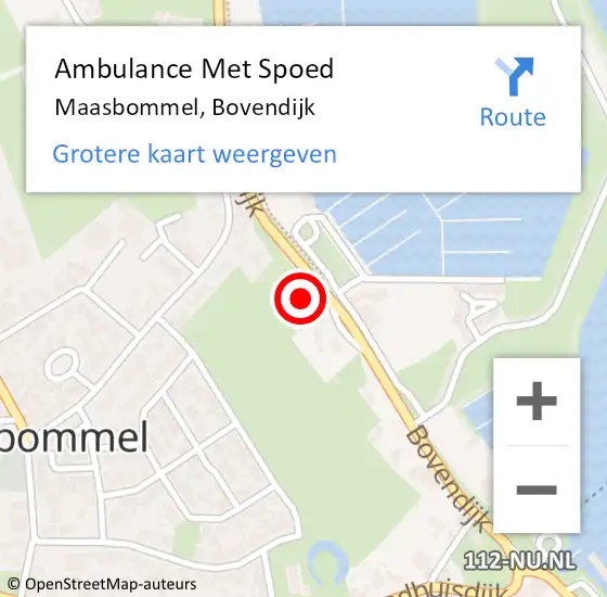 Locatie op kaart van de 112 melding: Ambulance Met Spoed Naar Maasbommel, Bovendijk op 6 oktober 2016 08:59