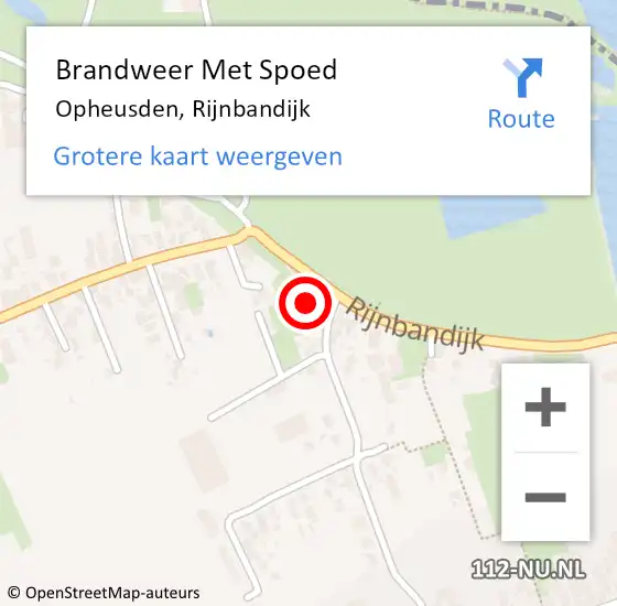 Locatie op kaart van de 112 melding: Brandweer Met Spoed Naar Opheusden, Rijnbandijk op 6 oktober 2016 09:06