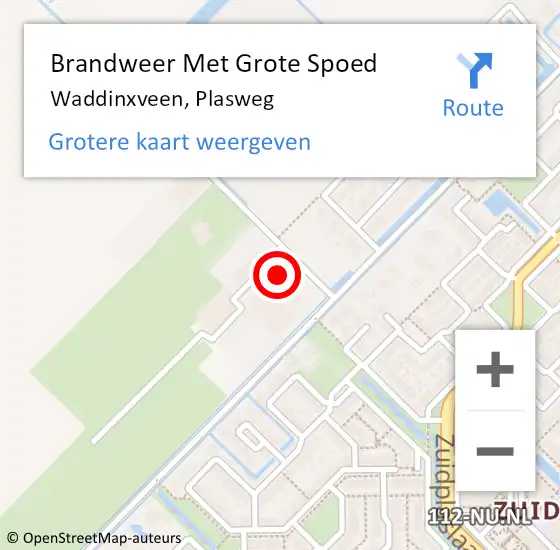 Locatie op kaart van de 112 melding: Brandweer Met Grote Spoed Naar Waddinxveen, Plasweg op 6 oktober 2016 09:14