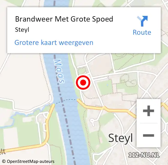 Locatie op kaart van de 112 melding: Brandweer Met Grote Spoed Naar Steyl op 6 oktober 2016 09:17