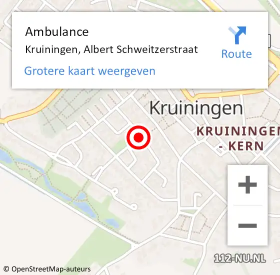 Locatie op kaart van de 112 melding: Ambulance Kruiningen, Albert Schweitzerstraat op 6 oktober 2016 09:18